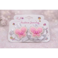 Nati Co Kız Çocuk Kelebekli Beyaz Çift Saç Tokası