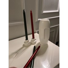 Verda Desing Hediyelik Yılbaşı Dekoratif Metalik Kırmızı Yeşil Şamdan Mumu 4 Lü Set