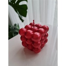 Verda Desing Kokulu Kırmızı Simli Bubble El Yapımı Dekoratif Tasarım Mum