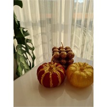 Verda Desing Kokulu Karışık Renkli Bal Kabağı ve Bubble El Yapımı Dekoratif Tasarım Mum (3 Lü)