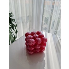 Verda Desing Kokulu Pembe Beyaz Simli Bubbleı El Yapımı Dekoratif Tasarım Mum