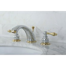 Daisy Store KB974AL Viktorya Dönemi Yaygın Metal Kollu Lavabo Bataryası, Cilalı Krom ve Cilalı Pirinç