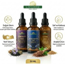 Lanorre Çok Amaçlı %100 Soğuk Sıkım Yağ Seti - Yerli Susam Yağı, Yerli Çörek Otu (Çörekotu) Yağı, Keten Tohumu Yağı (İçilebilir-Gıda-Bakım 3X50 Ml)