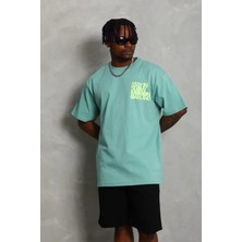 Antakya Yöresi Erkek Baskılı T-Shirt Kısa Kol Bisiklet Yaka Regular Fit Rahat Kalıp Günlük Tişört - Mint Yeşili