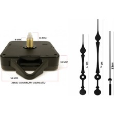 Silva Nature Akar Saat Mekanizması Sessiz Duvar Saat Mekanizması 16 mm Şaft -Akrep-Yelkovan-Saniye-Askılı