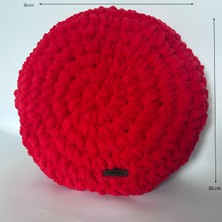 Ayona El Örgüsü Kırmızı Puffy Kırlent Yastık - Ultra Yumuşak Hediyelik Dekoratif Kırlent Yastık 36X36 cm