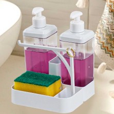 Awion AS-118 Yüzük Bez Askılı Sünger Hazneli 2li Sıvı Sabunluk 2X350 ml Modern Stil ve Kolay Temizlik