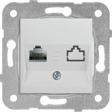 Daisy Store / Metalik Beyaz Tekli Data Cat6 Mekanizma ve Düğme/kapak Vakumlu Paket