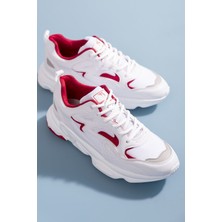 Tonny Black Spor Ayakkabı TB251 Beyaz - Kırmızı Suni Deri Kaydırmaz Taban Yetişkin Kullanımı İçin