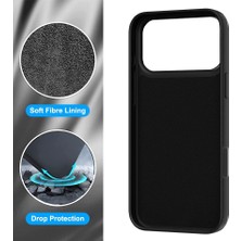 Daisy Store For 17 Pro ile Uyumlu Esnek Silikon Kaymaz Yapı Iç Kadife Yüzey Darbe Emici Siyah Telefon Kılıfı (Siyah, 17 Pro)