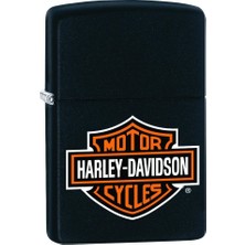 Zippo Çakmak Harley Davidson Logo H252 Metal Alaşım Siyah Renk Benzinli Rüzgar Geçirmez Özellik
