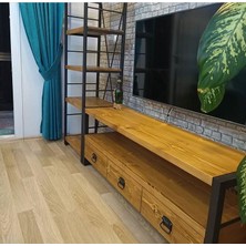 Mimari Desen Mimari Dekor Ahsap Tv Ünitesi Kitaplık  Firuze