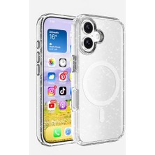Daisy Store ile Uyumlu 16 Kılıf M-Safe Şarj Özellikli Parlayan Simli Saydam Renkli Allstar Kapak Şeffaf