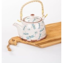 Daisy Store Hasır Saplı Porselen Demlik Yusufçuk Dekorlu, 900ML Çay, Kahve, Bitki Çayı Sunum