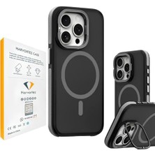 Daisy Store 12/12 Pro Kılıf Magsafe Uyumlu, Güçlü Manyetik Cep Telefon Kılıfı, Metal Standlı, Mat Darbe Emici Kapak, Alüminyum Tuşlar ve Kaydırmaz Yan Şeritlerli Phone - Titamyum Gri