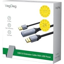 Daisy Store Veggieg USB 3.0 Uzatma Kablosu Sinyal Güçlendirici Extender Destekli Usb-A Uzatıcı Kablo 10 Metre