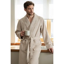 Green Black Afra Elite Serisi Erkek Pike Bornoz Bej, Oeko Tex Standard 100 Sertifikalı %100 Ege Pamuğu, Dokuma 250 GSM