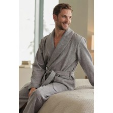 Green Black Afra Elite Serisi Erkek Pike Bornoz Gri, Oeko Tex Standard 100 Sertifikalı %100 Ege Pamuğu, Dokuma 250 GSM
