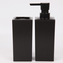 Daisy Store Gri Renkli Plastik Sabunluk ve Diş Fırçalık Seti (Siyah)