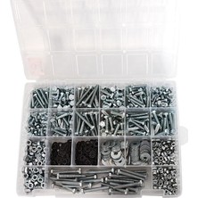 Daisy Store 1600 Parça 17 Çeşit Altıgen Başlı Çelik Cıvata, Somun, Pul Seti