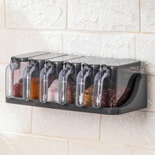 Daisy Store 1182 6 Lı Standlı Kendinden Yapışkanlı Kapaklı Kaşıklı Baharatlık Takımı - Baharatlık -