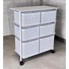 Daisy Store Hafsa 3 Katlı Bölmeli Paslanmaz Metal Sebzelik (Beyaz)