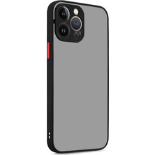 Daisy Store 14 Pro Max ile Uyumlu Arka Kısmı Mat Şeffaf Yapıya Sahip Kenarları Silikon Tpu Malzemeden Üretilmiş Renkli Tuşlara Sahip Kamera Korumalı Transparan Kılıf (Siyah)