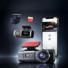 Mioji Mio G300 Plus 4K Gps G-Sensör Gece Görüşü Wifi Arka-Ön Araç Içi Kamera (128GB Hafıza Kartı Hediye)