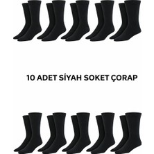 Wear Treasure Erkek 10'lu Paket Düz Siyah Soket Çorap
