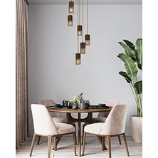 Daisy Store AV-60265-6ET Eskitme Kaplama Modern Avize E27 Metal Ahşap 40CM