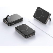 Daisy Store Juo 10000MAH Magsafe Powerbank Standlı PD20W Taşınabilir Kablosuz Hızlı Şarj Cihazı Siyah