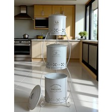 Metal Shop 3 Katlı Ferforje Lüx Patates Soğan Sarımsak Kovası Beyaz