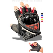 Kırmızı Kısa Yarım Parmak Motosiklet Eldiveni - Kırmızı Motorcu Eldiveni