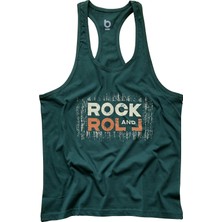 Bluu Fitness Rock and Roll Desenli Yeşil Sporcu Atleti M Beden Konforlu Fitwear