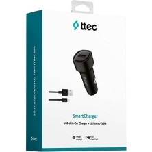 Daisy Store Ttec Akıllışarjcihazı 2.4A Araç Şarj Aleti + Lightning ile Uyumlu Kablo Siyah 2CKS30LS