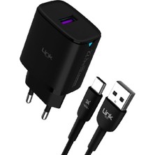 Daisy Store C306 22.5W Qc3.0 USB Çıkışlı Type-C Kablolu Şarj Aleti Siyah