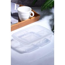 Daisy Store 1 Adet 4 Bölmeli Öğünlük Et ve Sebze Saklama Kabı - Dondurulmuş Bakliyat Buzluk Buzdolabı Kutusu Large (Beyaz)