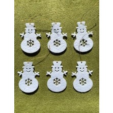 Daisy Store Mini Tasarım Atölyem Beyaz Kardan Adam Keçe Yılbaşı Ağacı Süs Seti Beyaz