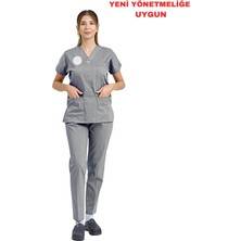 BRL Üniforma Gri Teknik Hizmetler Forması Likralı Scrubs  Takım - Yeni Yönetmeliğe Uygun Neutral