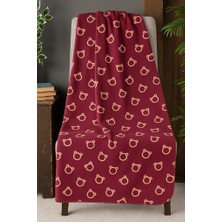 Daisy Store Desenli Polar Battaniye Çift Kişilik 195X215 cm Bordo