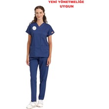 BRL Üniforma Lacivert Hemşire Forması Likralı Scrubs  Takım - Yeni Yönetmeliğe Uygun Patriot Blue