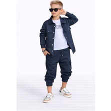 Bambam Erkek Çocuk 3 Parça Spor Takım –lacivert  Ceket, Jogger Alt ve Basic Tişört 602981