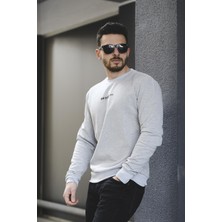 Oksit Lgg Brooklyn Gri Pamuklu Erkek Sweatshirt Uzun Kol Kapüşonlu Tasarım