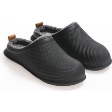 Gezer Siyah Erkek Kışlık Ev Terlik Düz Topuklu Islak Zemin İç Mekan Kullanımı