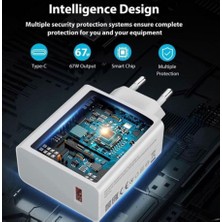 Daisy Store 67W Turbo Hızlı Şarj Adaptörü, Type-C Kablo Seti, Duvar Tipi, ve Uyumlu