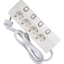 Daisy Store Akım Korumalı Grup Priz, 4’lü Ayrı Anahtarlı, 1.5 Metre Kablolu, 4000W, 16 Amper, Çocuk Korumalı, Ups Uyumlu, Elektronik Ürünlerde Tam Koruma, Termal Koruma Sigortalı, Topraklı