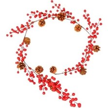 Daisy Store Yılbaşı Lüks Dekor Süsleri Lüks Kokina Garland 150CM Kokina Kozalaklı Berry Şerit Süsler