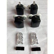 Daisy Store Rulmanlı Cam Duşakabin Tekerleği Metal Kırılmaz Gövde Siyah 4'lü Set