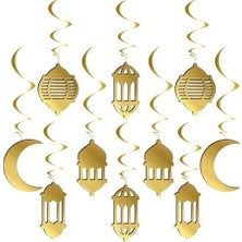 Ramazan Temalı 10'lu Parti Sürprizi 3D Tavan Süs Gold 75 cm Ebatlarında Asma Dekor