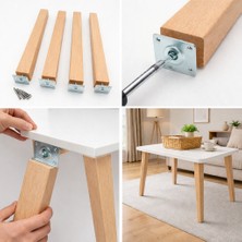 Nuveden Ahşap Mobilya Ayağı 35 cm – Kare Kesit – Vida Montajlı – 4’lü Set